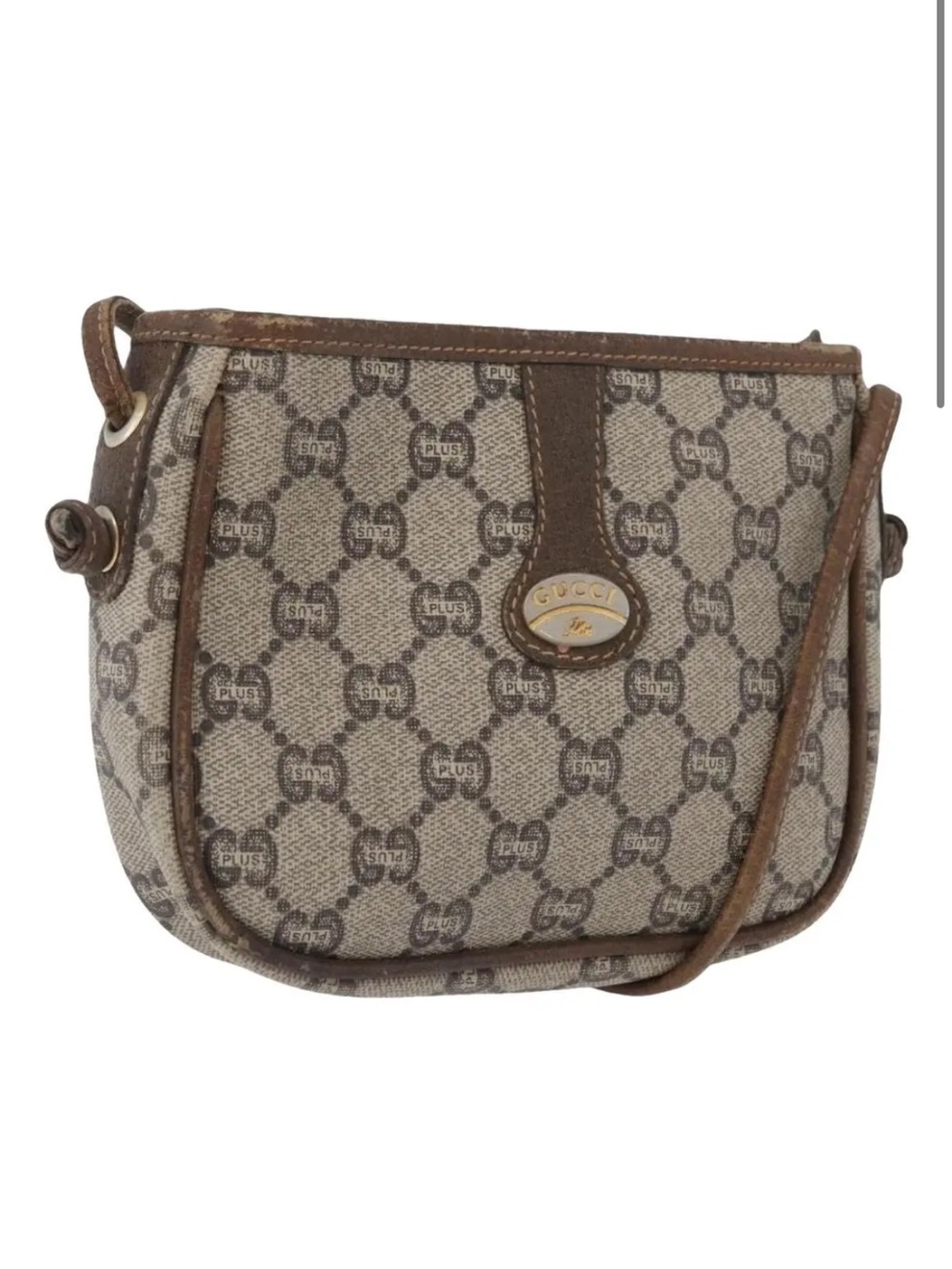 Gucci Vintage Plus Paulo Line Beige Brown PVC Canvas Monogram Shoulder Bag w/COA